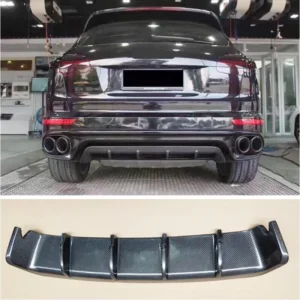For Porsche Cayenne 958 2015 2016 2017 Real Carbon Fiber Rear Diffuser Lip Spoiler High Quality Bumper Kit Splitter