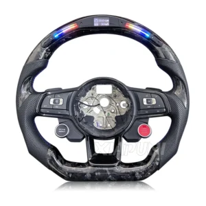 For VW Steering Wheel Golf 7 MK7 Mk7.5 GTI Scirocco Polo GTS R Line 2014-2017 Forge Carbon Fiber Customized LED RPM Racing Wheel - - Racext 9