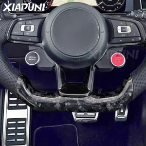 For VW Steering Wheel Golf 7 MK7 Mk7.5 GTI Scirocco Polo GTS R Line 2014-2017 Forge Carbon Fiber Customized LED RPM Racing Wheel - - Racext 15