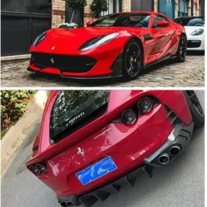 Fibra di carbonio a secco REALE di alta qualità per Ferrari 812 divisori a labbro anteriore diffusore posteriore paraurti corpo gonna laterale Kit Spoiler