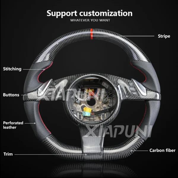Carbon Fiber LED Steering Wheel Customized for Porsche Cayenne/Panamera 2010-2016 Racing Wheel - - Racext 4