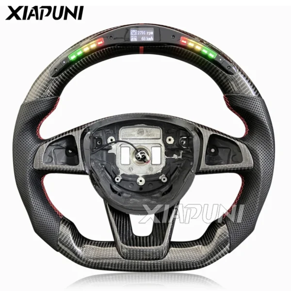 LED Steering Wheel For Benz Mercedes AMG CLA GLC GLB GLS GLE C63 E63 W203 W212 W205 W204 W213 2009-2017 Carbon Fiber Wheel - - Racext 1