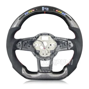 Customizable LED Steering Wheel for VW Golf 7 MK7/Mk7.5 GTI Scirocco Polo GTS R Line (2014-2017) - Alcantara Finish with Genuine Carbon Fiber - - Racext 9
