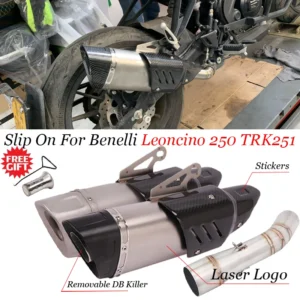 Mid Link Pipe Carbon Fiber Muffler 51mm DB Killer Slip On Motorcycle Full Exhaust System Escape For Benelli Leoncino 250 TRK251
