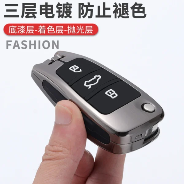 Car Flip Key Case Cover Shell For Audi A1 A3 8p 8l A4 A5 B6 B7 A6 A7 C5 C6 4f Q3 Q5 Q7 Q8 Tt S3 S4 S6 Rs Protector Fob Alloy - - Racext™️ - - Racext 3