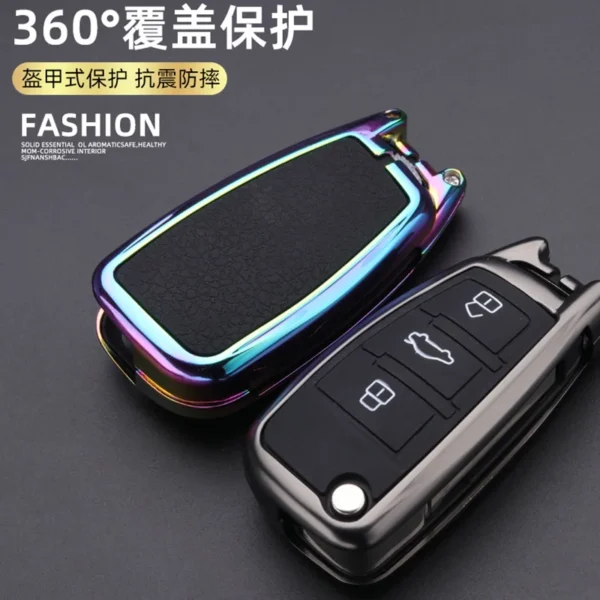 Car Flip Key Case Cover Shell For Audi A1 A3 8p 8l A4 A5 B6 B7 A6 A7 C5 C6 4f Q3 Q5 Q7 Q8 Tt S3 S4 S6 Rs Protector Fob Alloy - - Racext™️ - - Racext 2