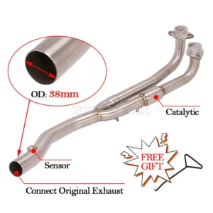 Slip On For Kymco AK550 AK 550 Motorcycle Exhaust Pipe Modified Front Connecting Middle Link Pipe With Catalytic Escape Muffler - - Racext 15