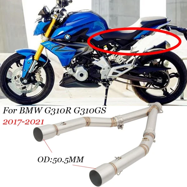 Slip On for Bmw G310Gs G310R 2017-2021 Motorcycle Exhaust Escape Moto Mid Link Pipe with Double Hole Connect Double Muffler - - Racext 1