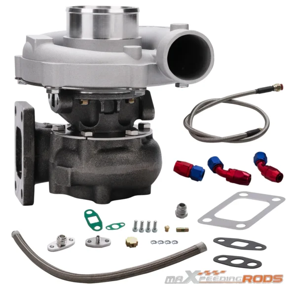 T3/T4 Turbo Charger 5-Bolt & Oil Fuel Feed Return Line For Bmw 325I 323I E36 E46 - - Racext 1